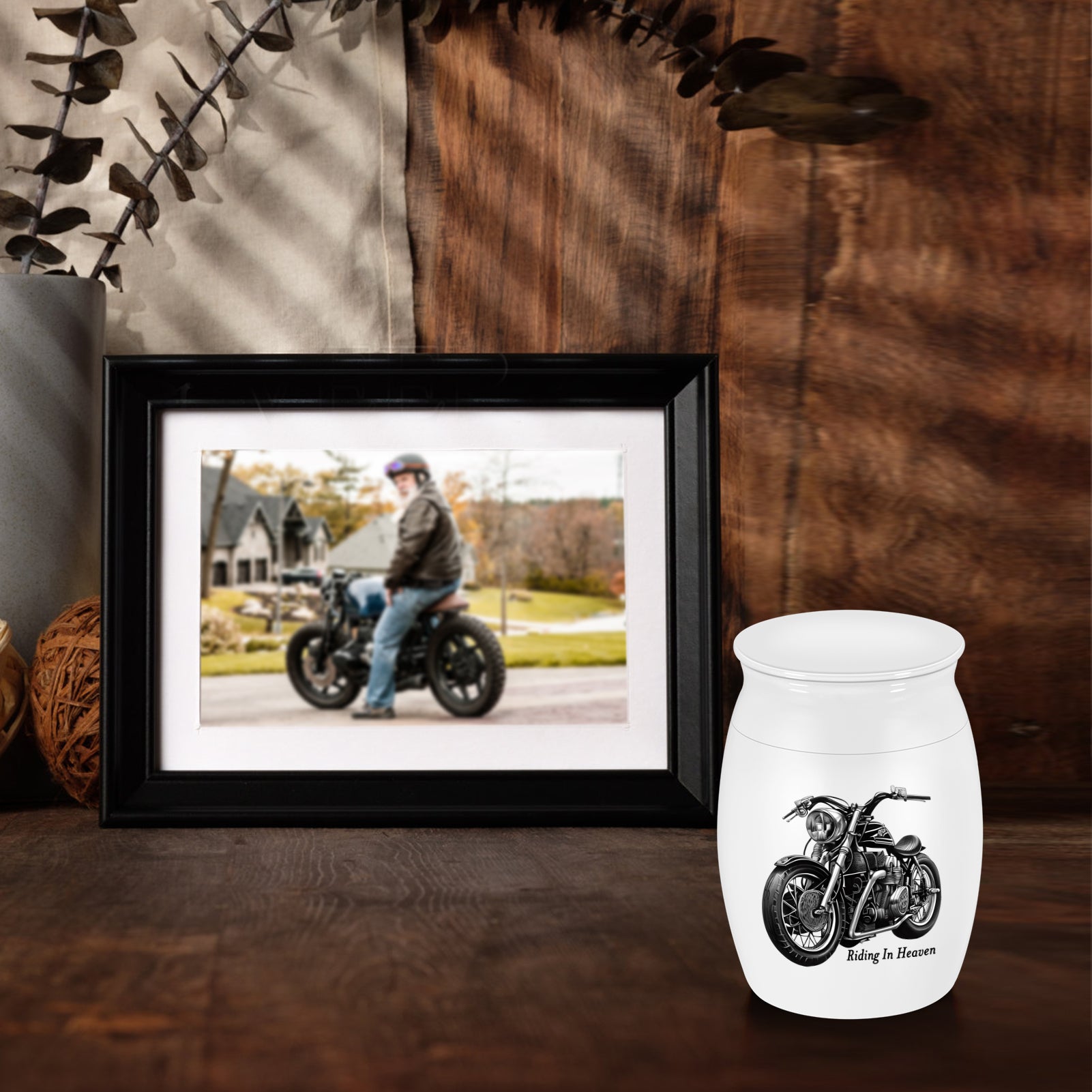 Mini Urns Stainless Steel Decorative Cremation Keepsake for Ashes 1.57 Small Urns Memorial Ashes Urn with Black Motorcycle - Riding in Heaven