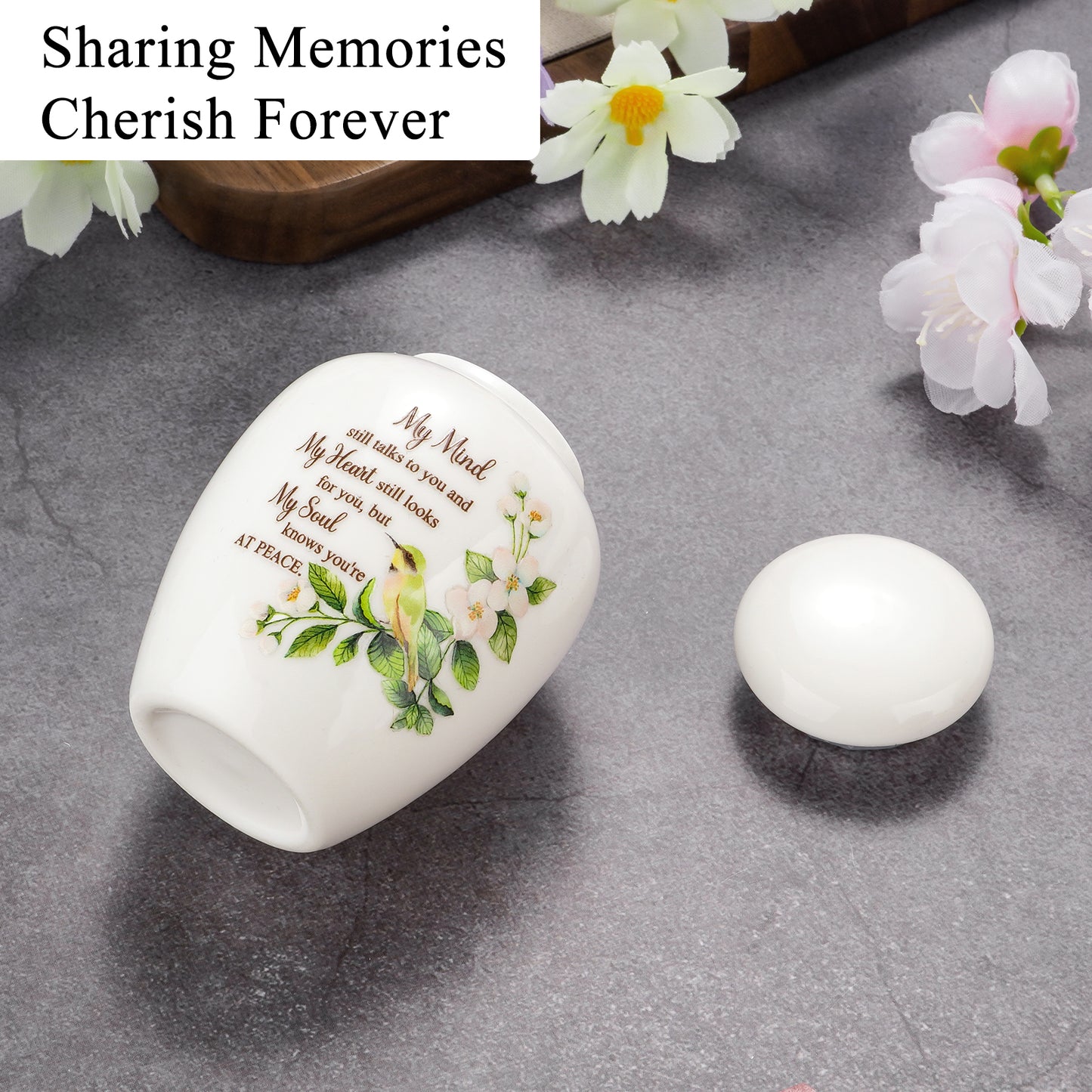 Ceramic Mini Urn for Ashes - Elegant Memorial Keepsake Urn for Human Ashes, Small Cremation Urn for Women Men