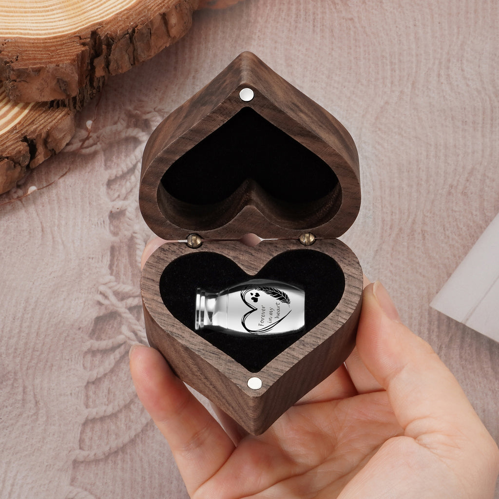 Heart Wood Urn Box Mini Urns for Human Ashes 1.2 Inches Small Urns for Human Ashes Keepsake Heart Cremation Keepsake Urn Small Urn for Ash for Women Men