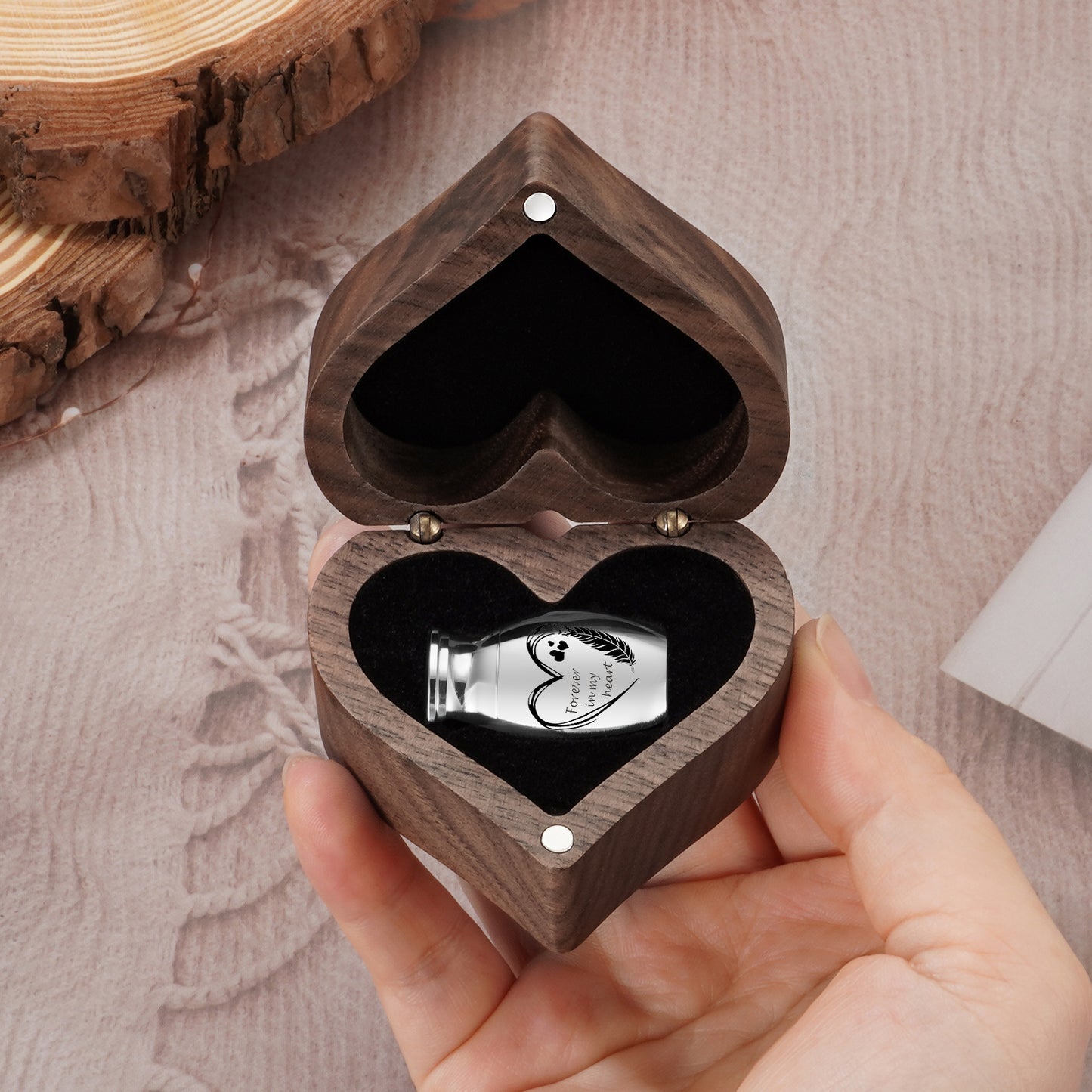Heart Wood Urn Box Mini Urns for Human Ashes 1.2 Inches Small Urns for Human Ashes Keepsake Heart Cremation Keepsake Urn Small Urn
