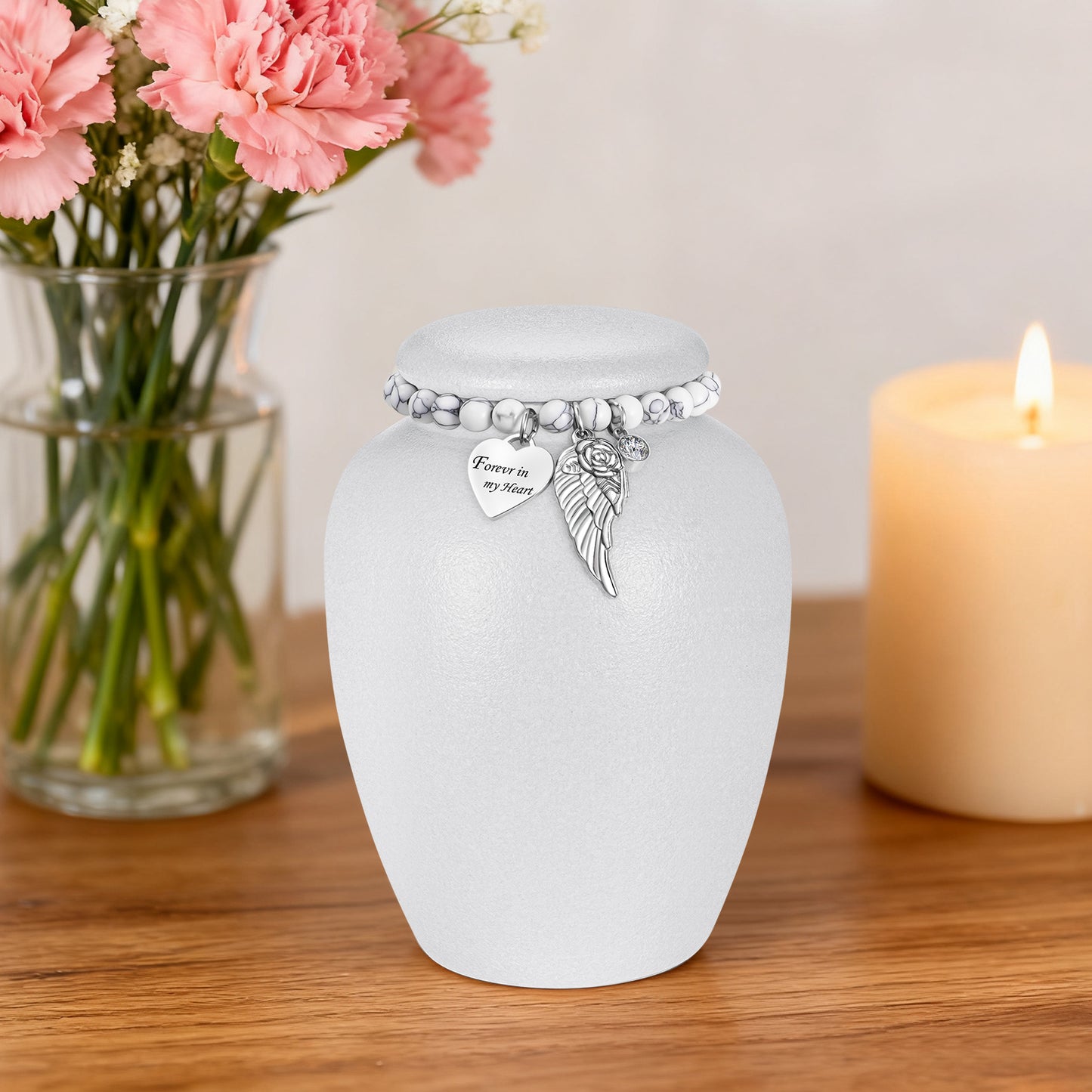 Urn for Human Ashes Keepsake- 4.8 Inches White Ceramic Urn Ashes Keepsake, Memorial Holder Decorative Urn
