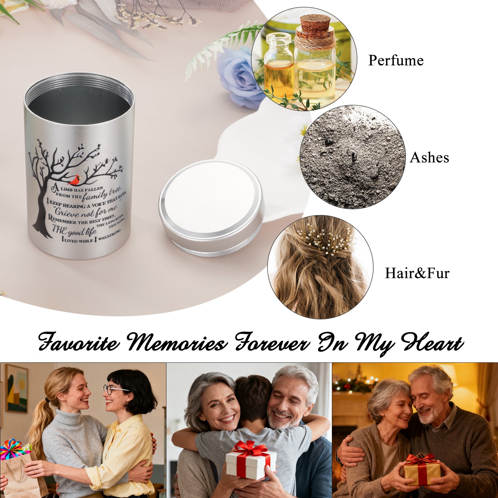 Set of 4 Small Urns for Human Ashes Keepsake, 3.54 Inches Stainless Steel Mini Urns for Ashes, Cremation Urns for Women Men, Funeral Keepsake Burial Holder