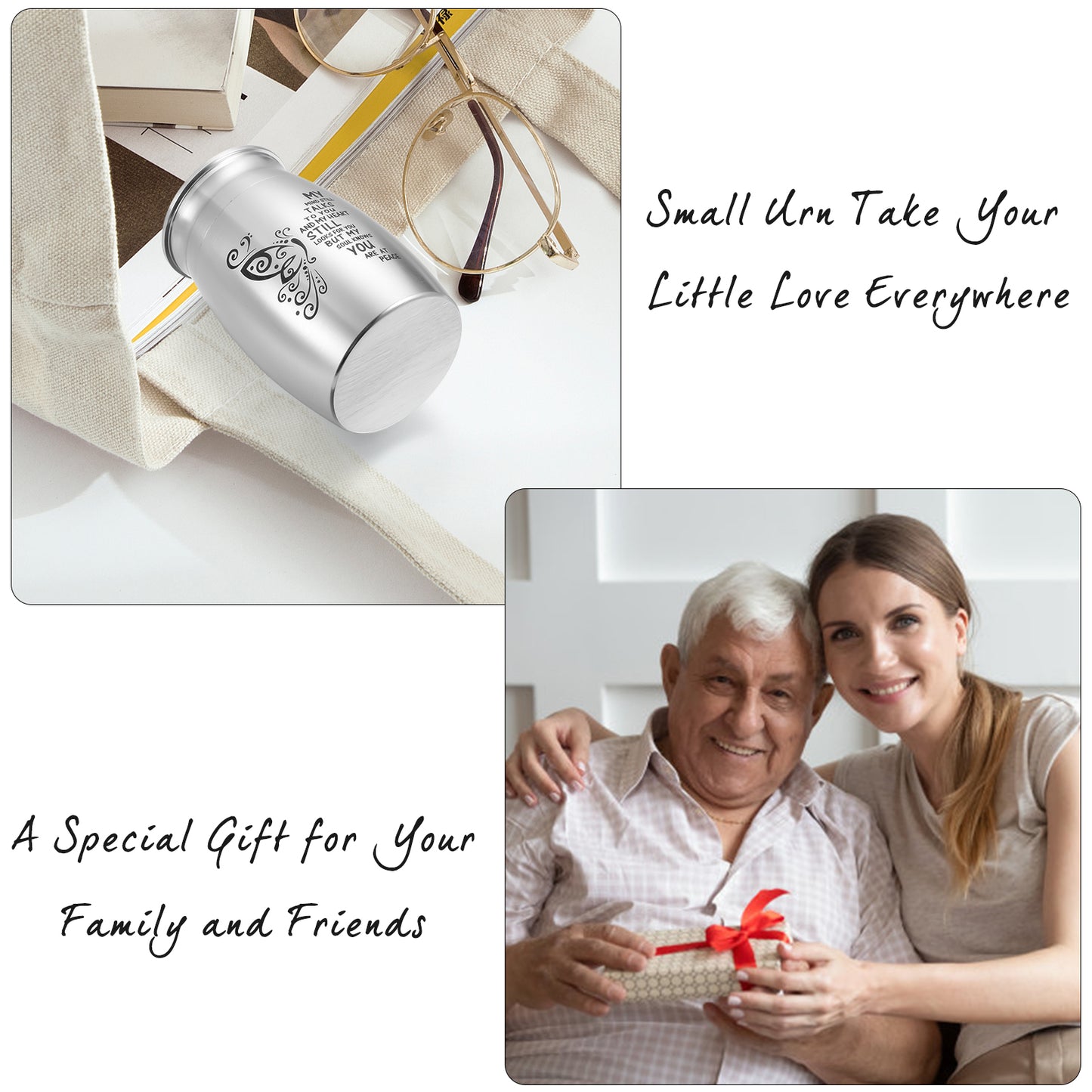 Small Aluminum Keepsake Cremation Urn Butterfly Mini Cremation Urns for Ashes Aluminum Urn
