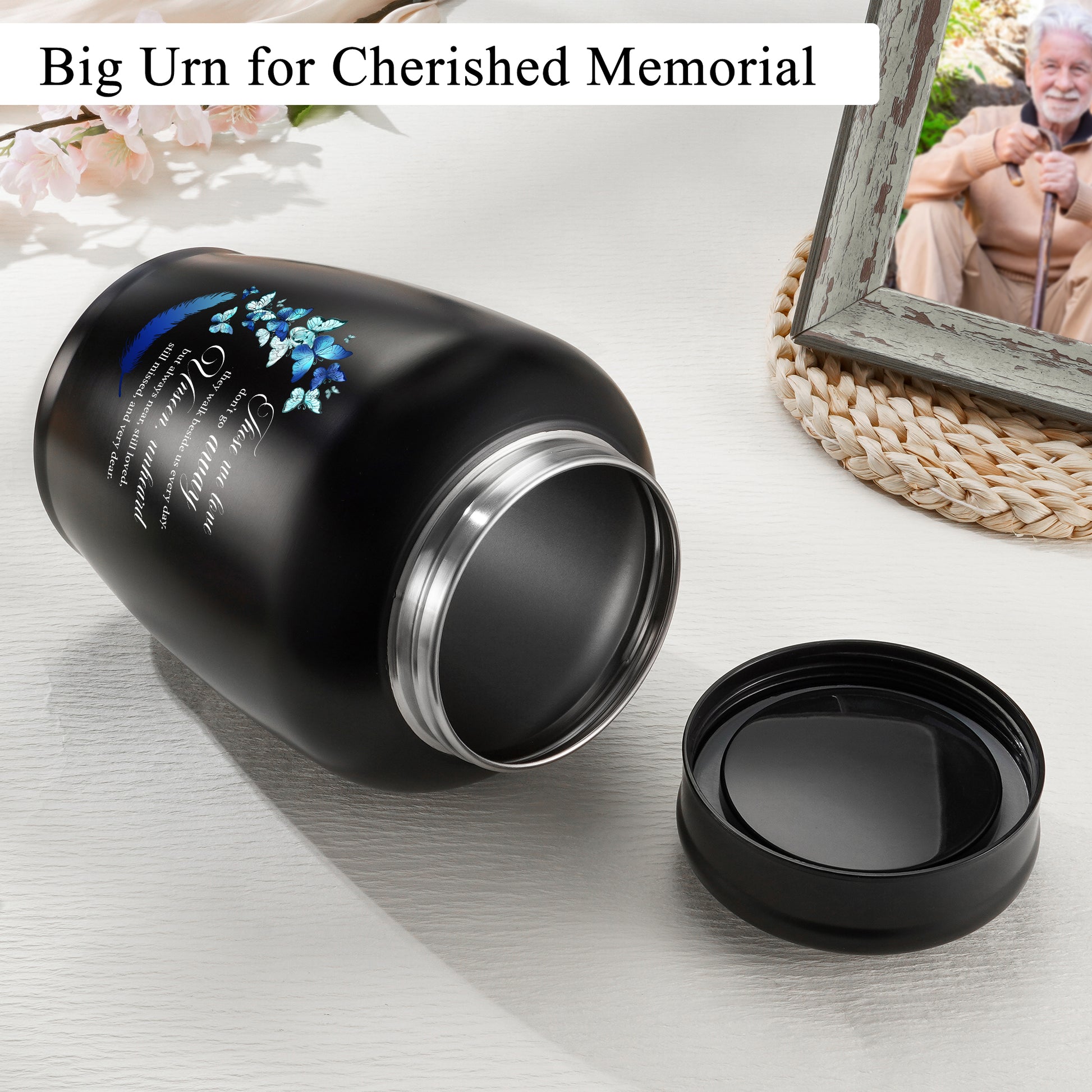 SOITIS Large Urns for Adult Male Female-Decorative Urns, Stainless Steel Funeral Keepsake for Ashes Remains Cremation Urn for Human Ashes for Women Man