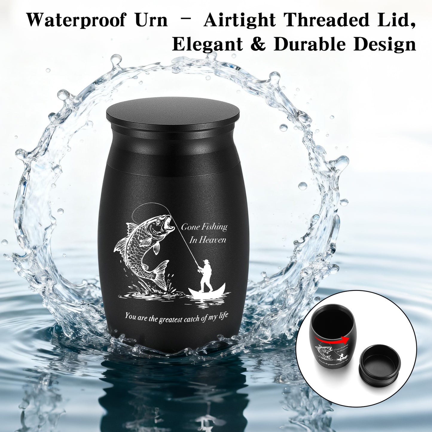 Small Urns for Human Ashes - 2.76 Inches Black Aluminium Urn for Ashes Keepsake, Cremation Urns Memorial Holder, Funeral Decorative Urn for Women Men