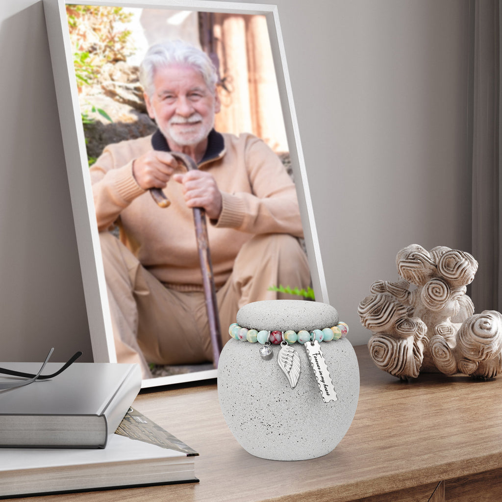 Mini Urn for Human Ashes - 2.76 Inches White Ceramic Urn for Ashes, Memorial Small Holder Decorative Urn, Cremation Funeral Urns for Women Men