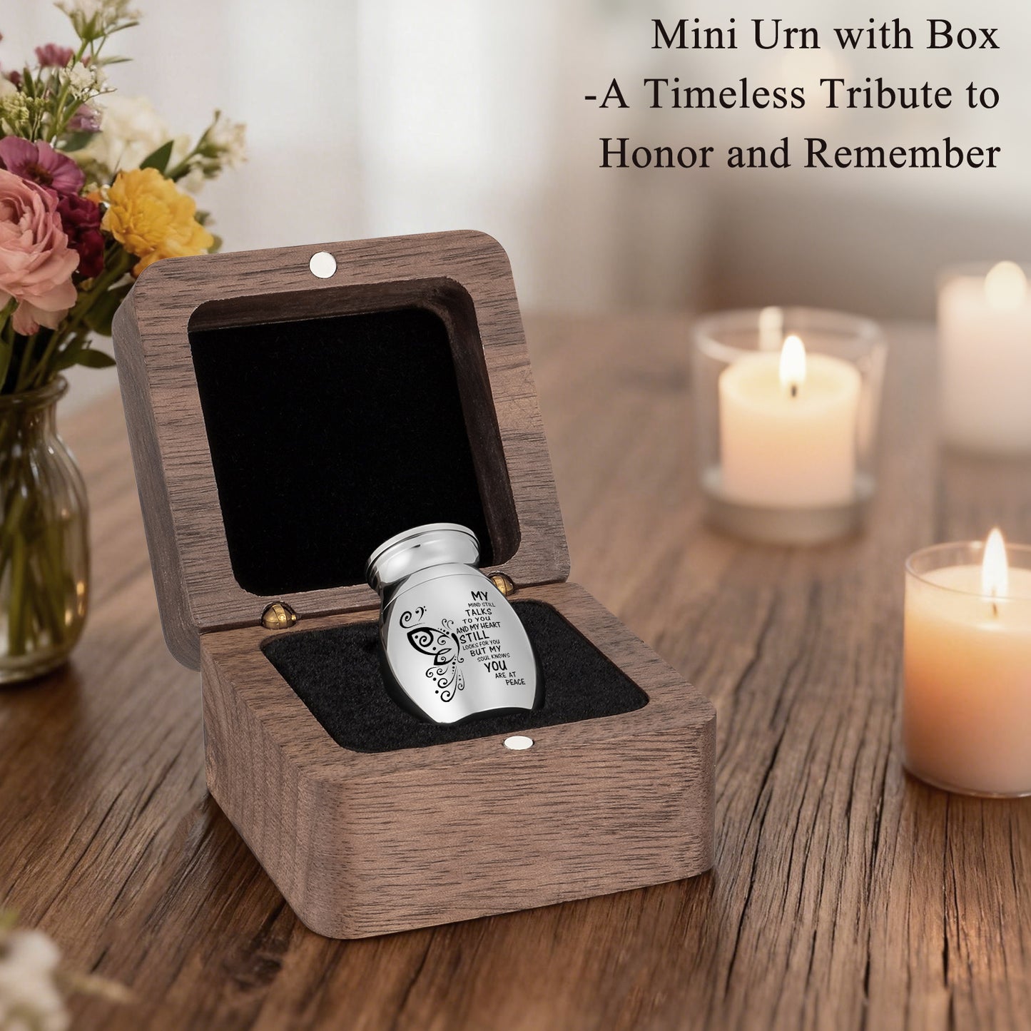 Heart Wood Urn Box Mini Urns for Human Ashes 1.2 Inches Small Urns for Human Ashes Keepsake Heart Cremation Keepsake Urn Small Urn