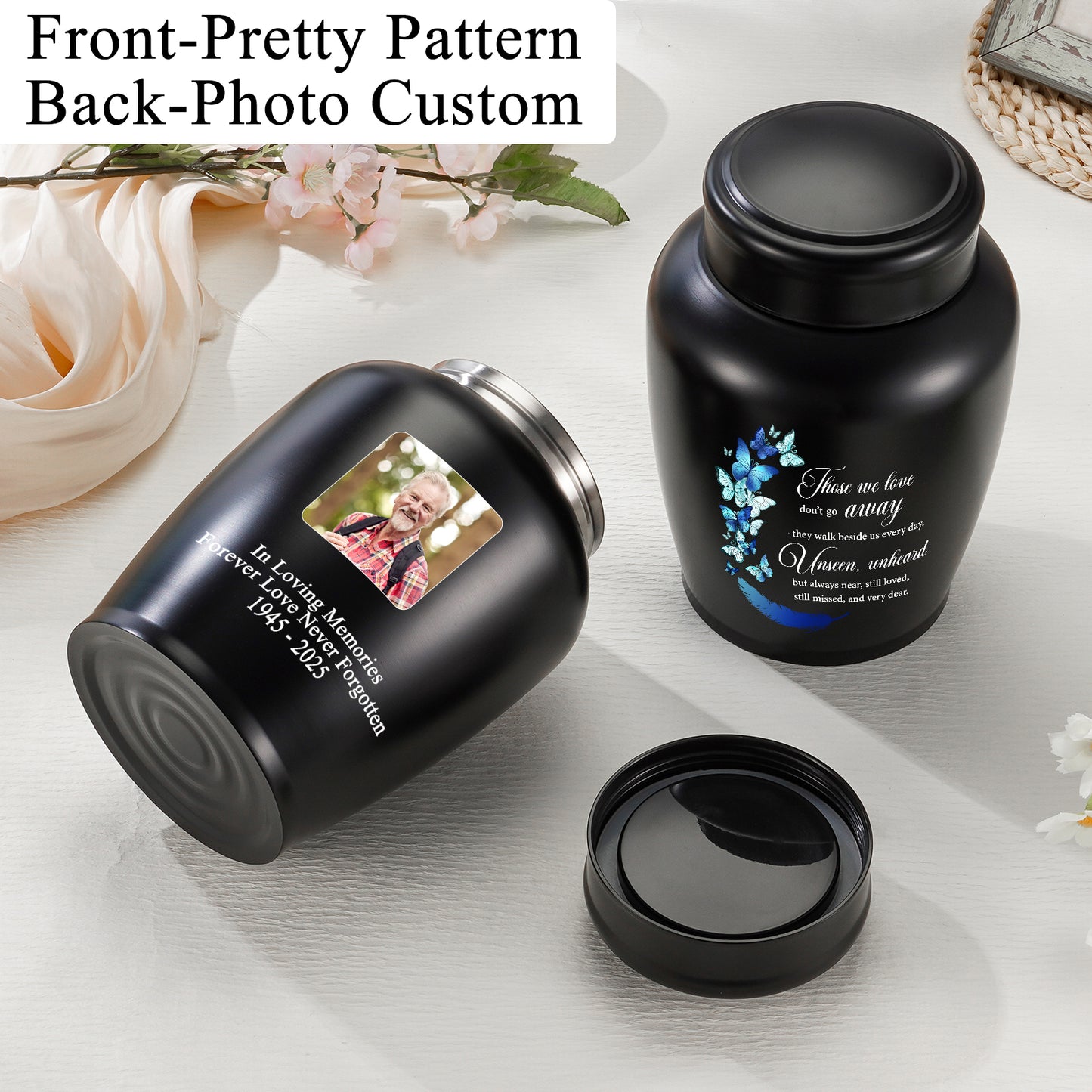 Large Urns for Adult Male Female-Decorative Urns, Stainless Steel Funeral Keepsake for Ashes Remains Cremation Urn