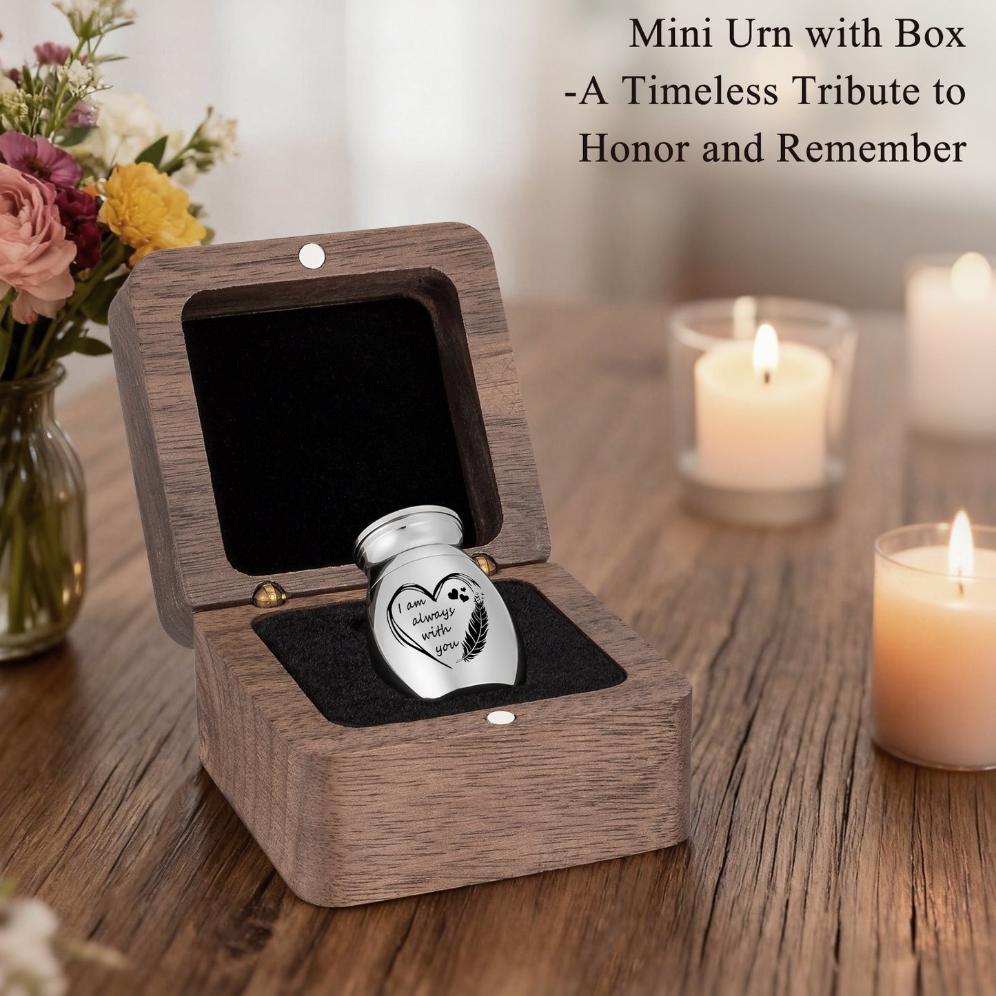 Heart Wood Urn Box Mini Urns for Human Ashes 1.2 Inches Small Urns for Human Ashes Keepsake Heart Cremation Keepsake Urn Small Urn