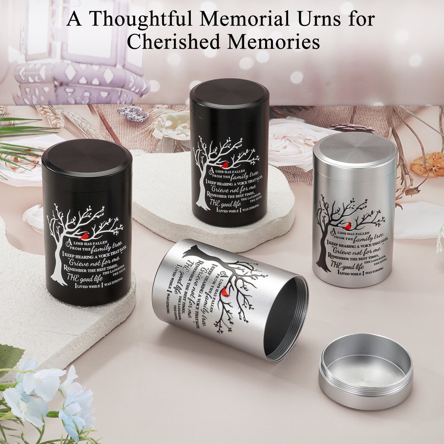 Set of 4 Small Urns for Human Ashes Keepsake 3.54 Inches Stainless Steel Mini Urns for Ashes Cremation Urns Funeral Keepsake