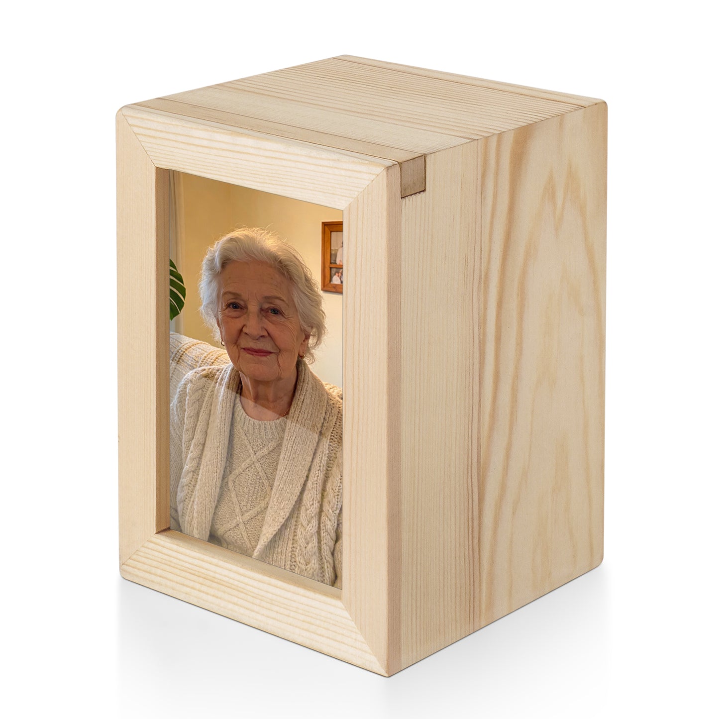 Small Wood Urn for Human Ashes, Cremation Ashes Urns Black with Photo Frame - Wood Urns Box, Decorative Urn