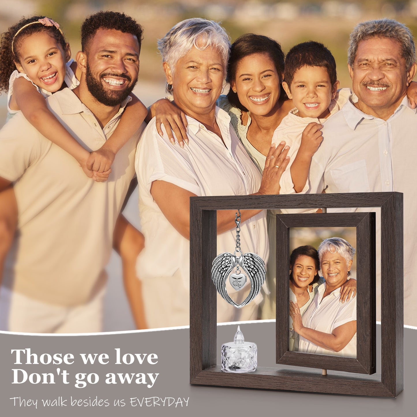 Sympathy Gifts Memorial Picture Frame for Loss of Loved One - Memorial Gifts for Loss of Mom, Rotate Display for Two 4x6 Photos