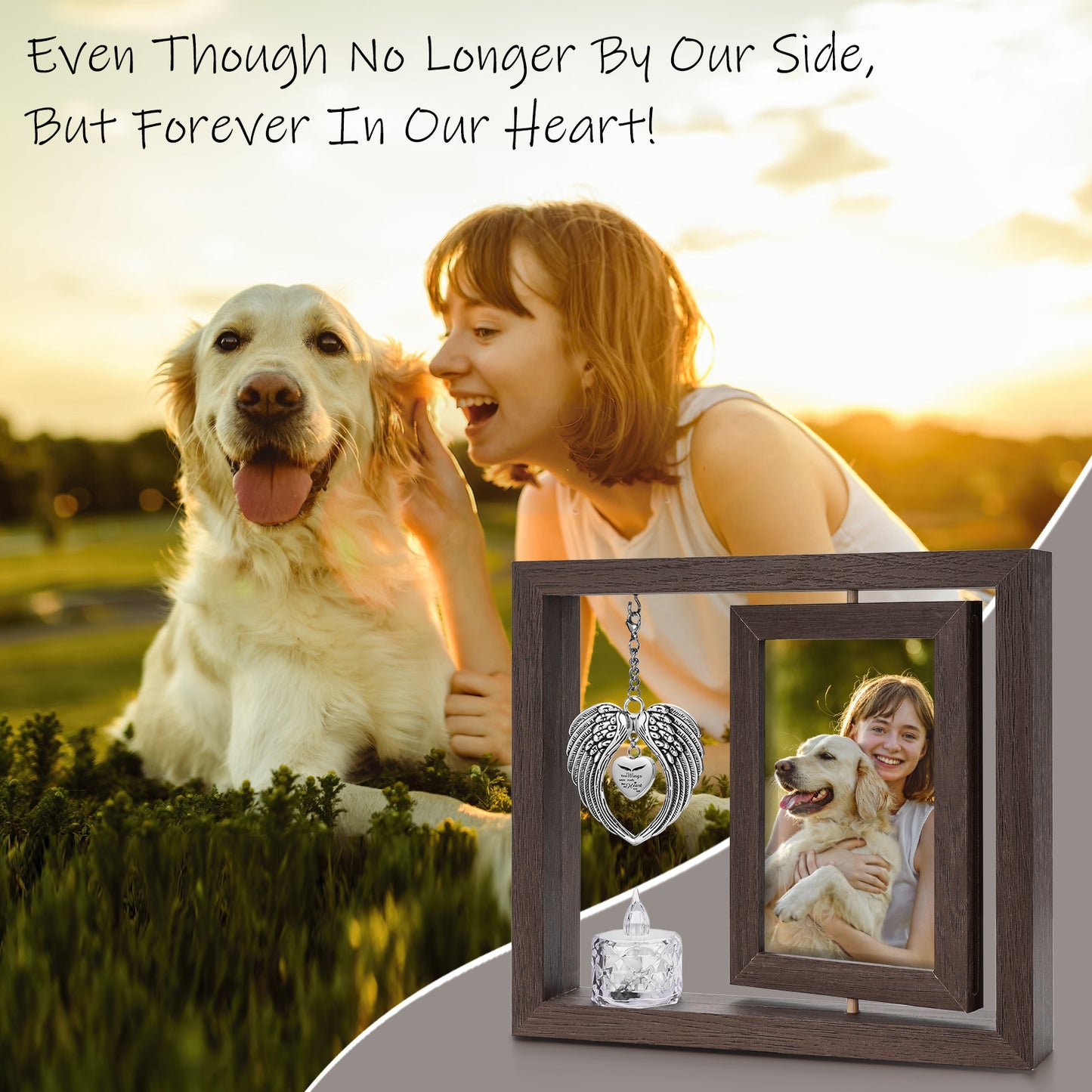 Sympathy Gifts Memorial Picture Frame for Loss of Loved One - Memorial Gifts for Loss of Mom, Rotate Display for Two 4x6 Photos