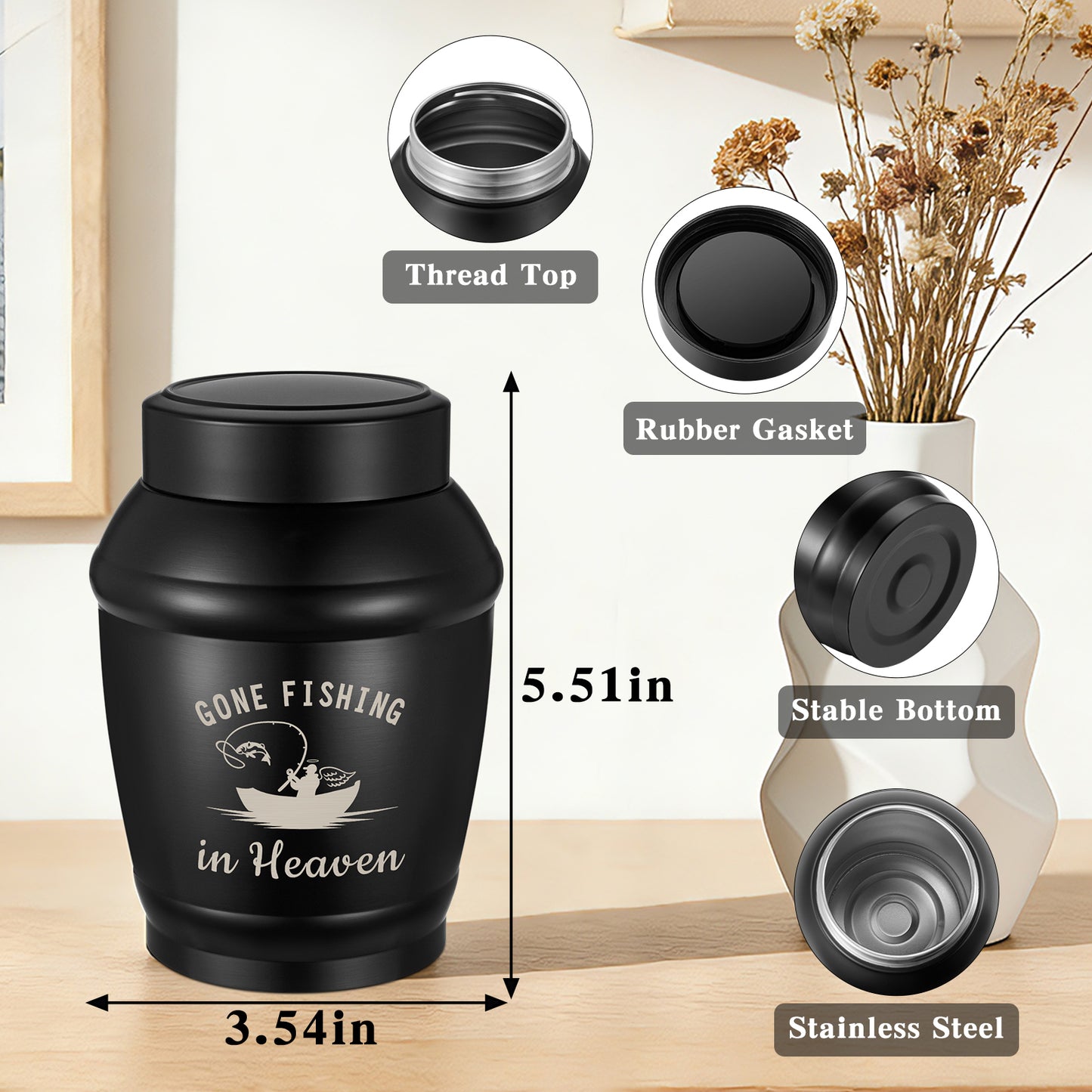Urns for Human Ashes Stainless Steel Urn for Ashes Keepsake, Cremation Urns Memorial Holder, Funeral Decorative Urn