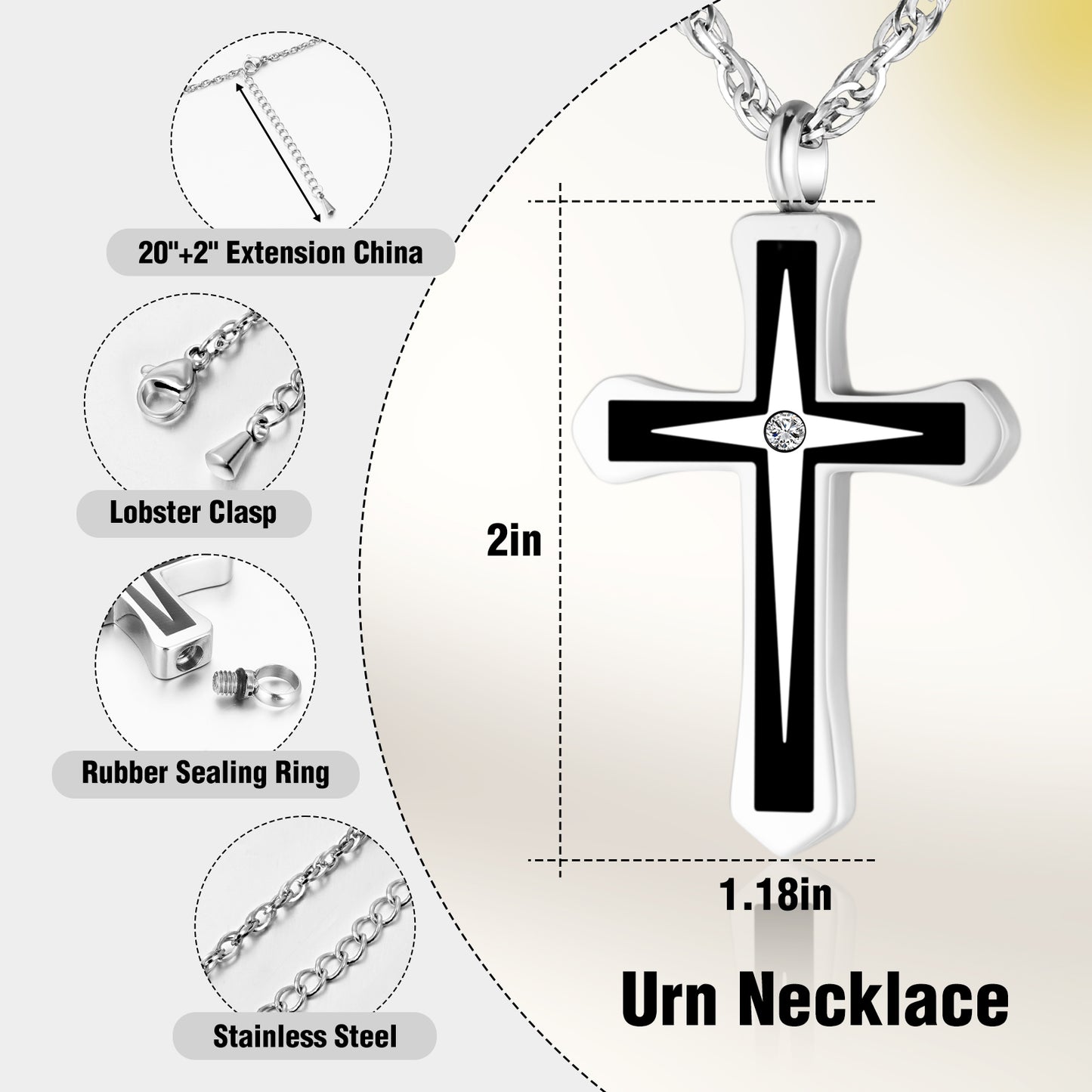Cremation Jewelry for Ashes Urn Necklace for Ashes Stainless Steel Memorial Urn Pendant Necklace