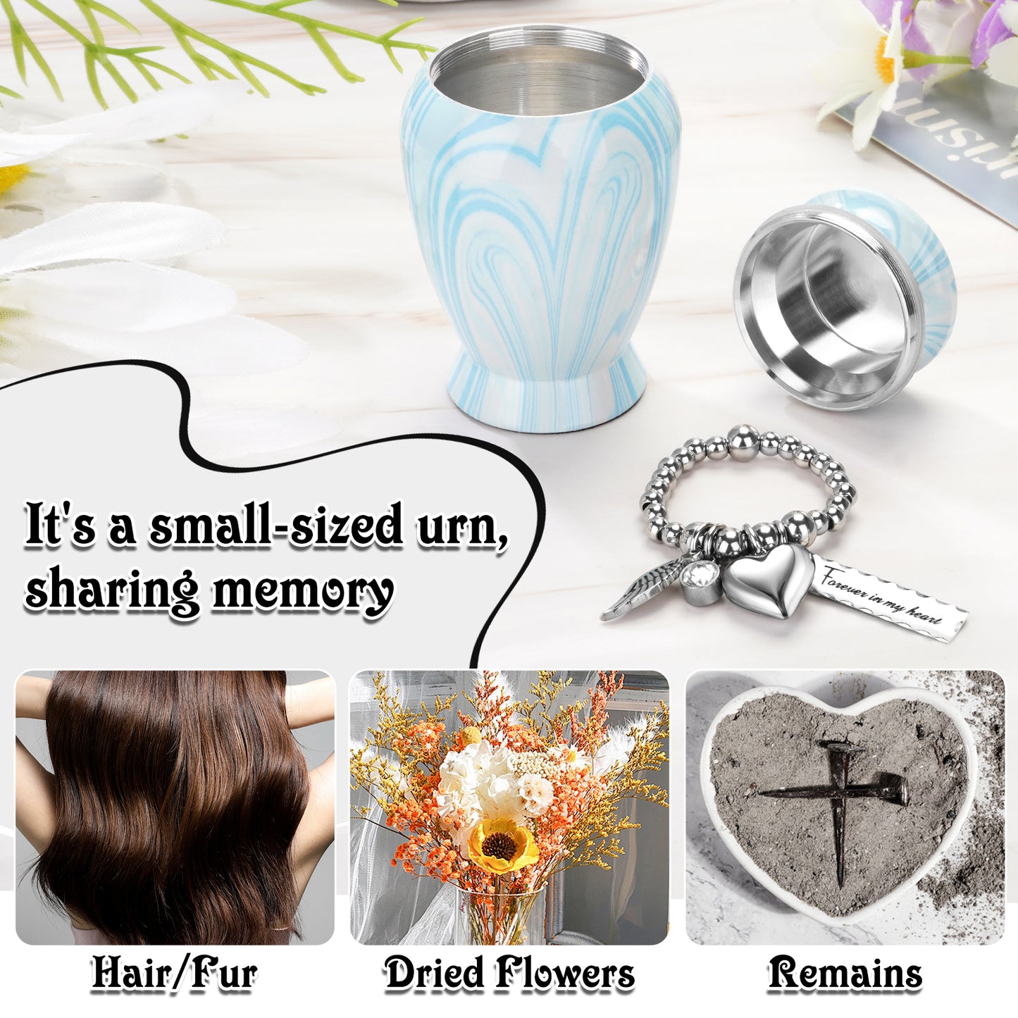 Mini Urn for Human Ashes 2.8 Inches Aluminum Small Urns for Human Ashes Keepsake Cremation Urns Decorative Urn for Women Men