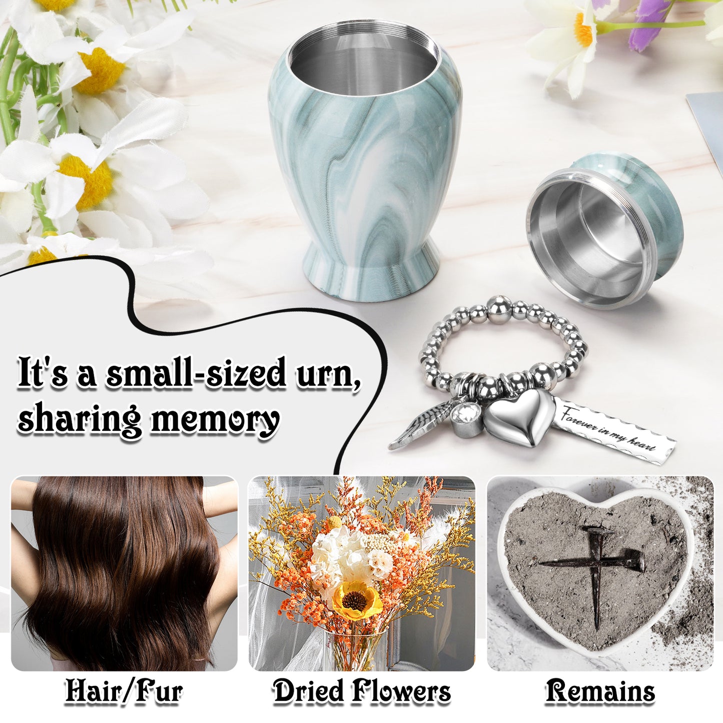 Mini Urn for Human Ashes 2.8 Inches Aluminum Small Urns for Human Ashes Keepsake Cremation Urns Decorative Urn for Women Men