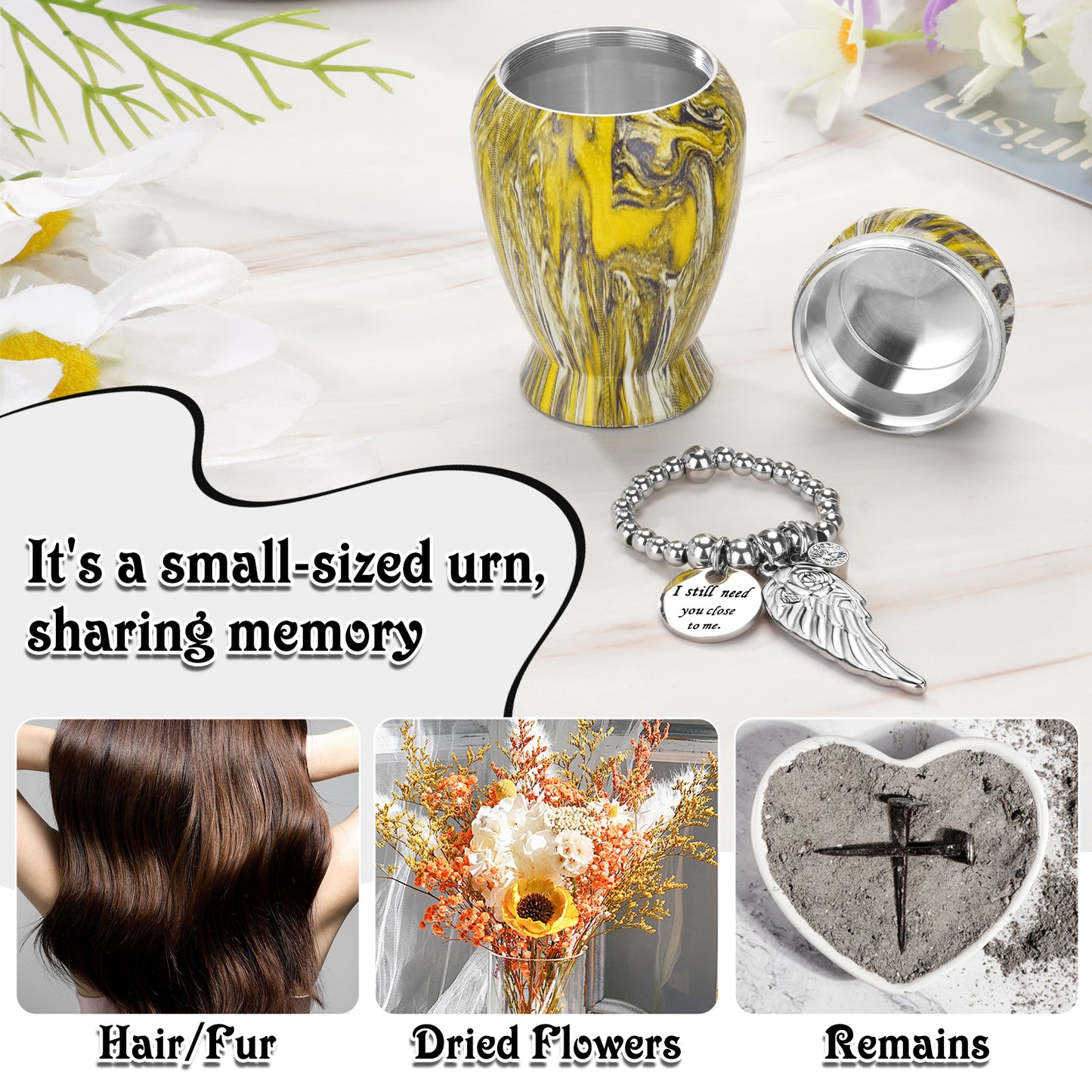 Mini Urn for Human Ashes 2.8 Inches Aluminum Small Urns for Human Ashes Keepsake Cremation Urns Decorative Urn for Women Men