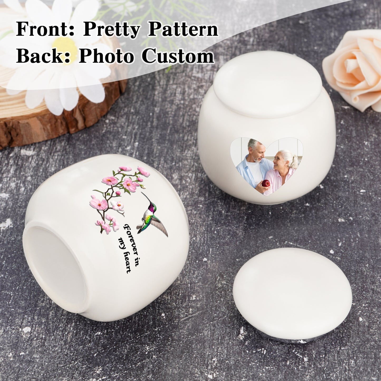 Ceramic Mini Urn for Ashes - Elegant Memorial Keepsake Urn for Human Ashes, Small Cremation Urn for Women Men