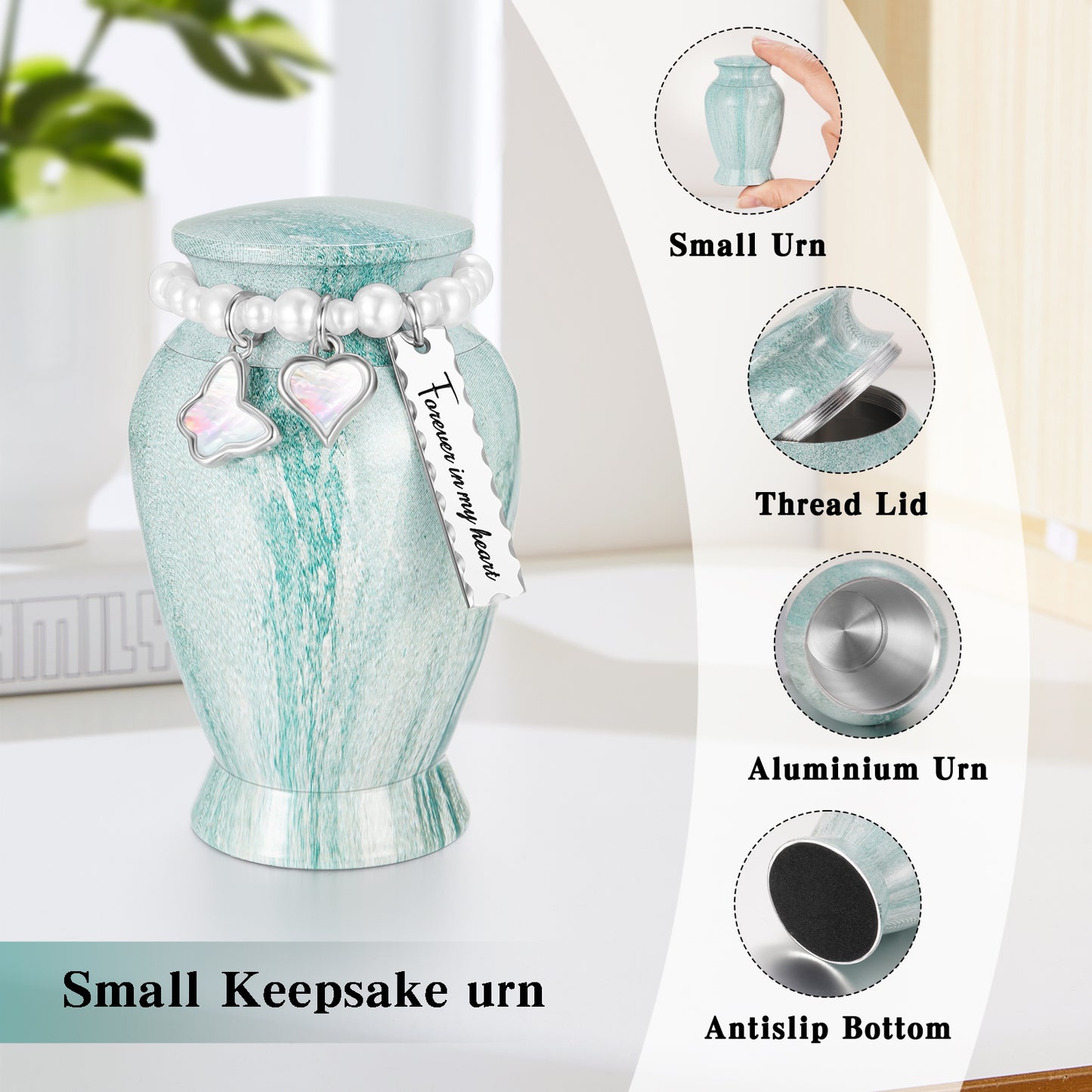 Small Urns for Human Ashes Keepsake, 2.83 Inches Urn for Women Men, Aluminum Cremation Urns for Human Ashes
