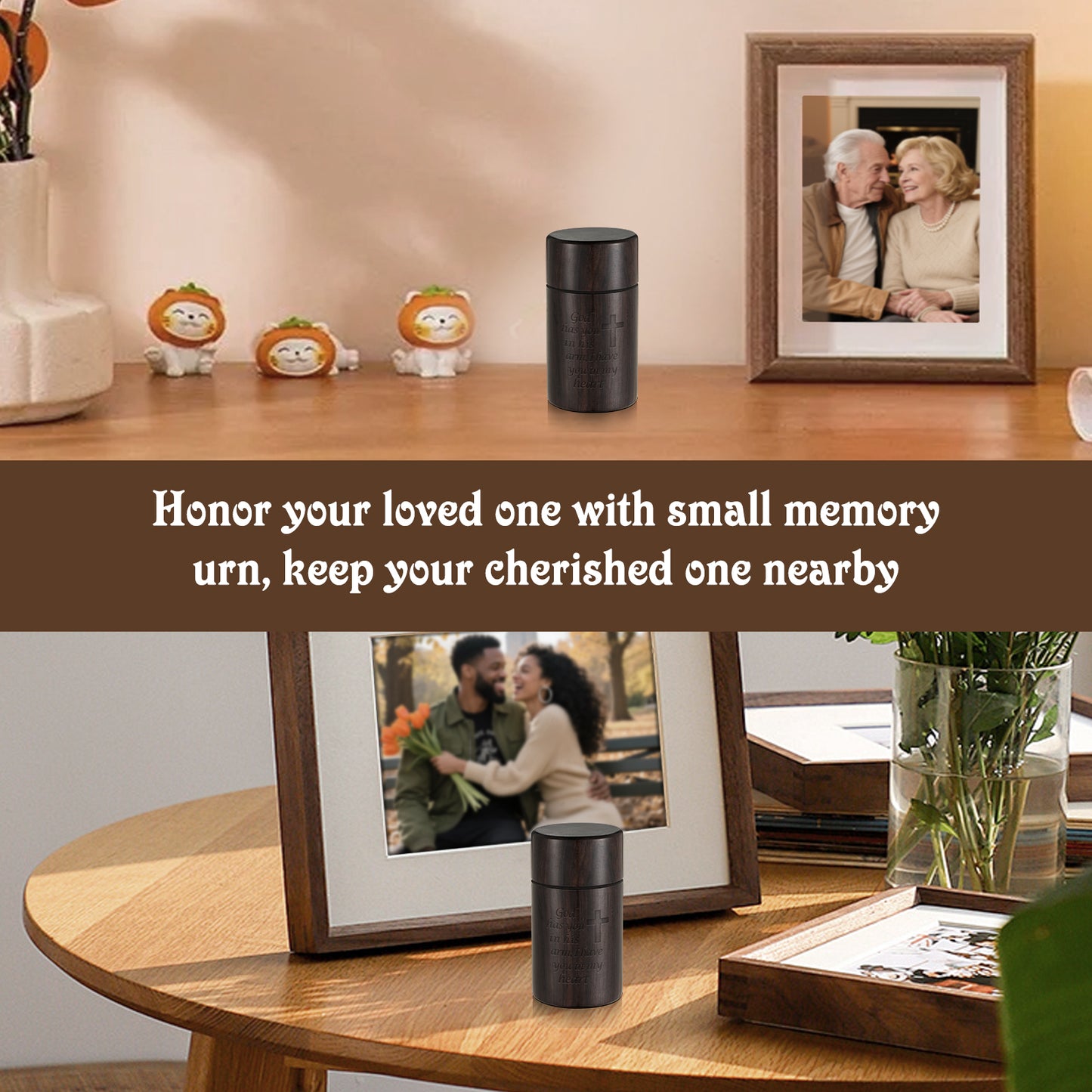 Small Sandalwood Urn for Human Ashes,Cremation Ashes Urns - Mini Memorial Wood Urns, Small Keepsake, Decorative Urn