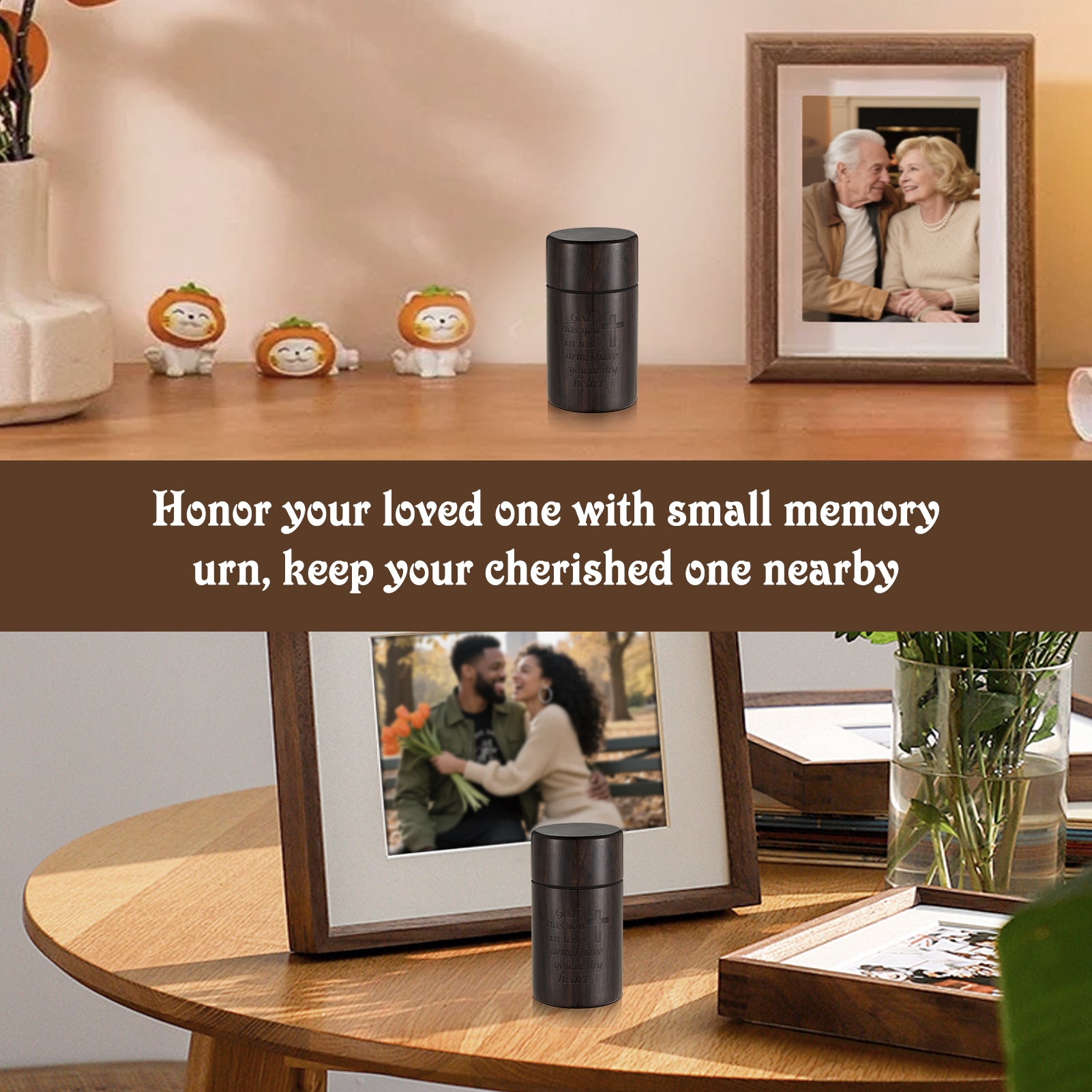 Small Sandalwood Urn for Human Ashes, 2.9 Inch Cremation Ashes Urns - Mini Memorial Wood Urns, Small Memorial Keepsake, Decorative Urn for Women Men