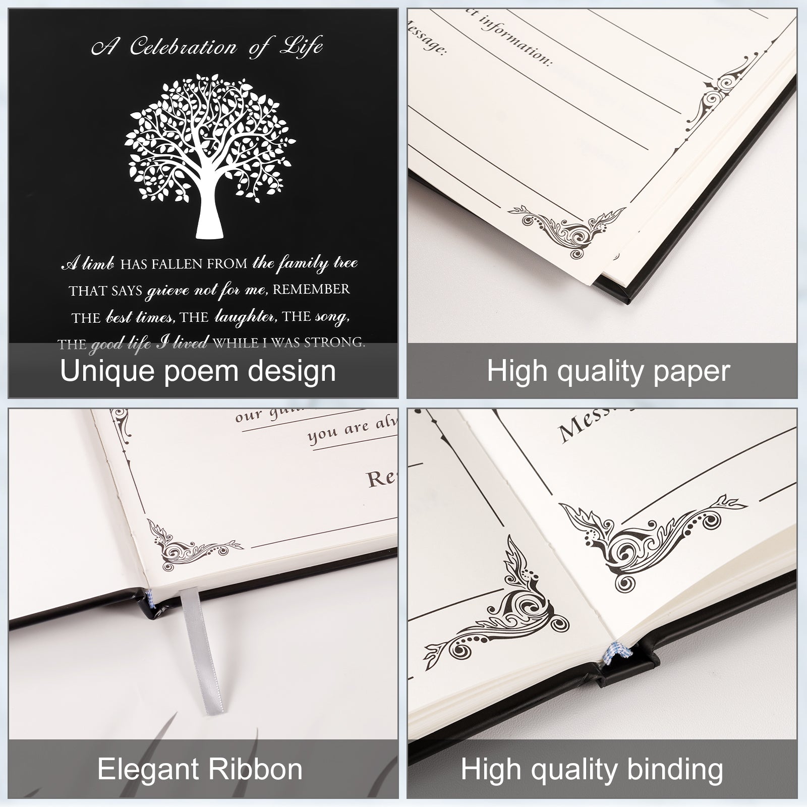 SOITIS Funeral Guest Book for Memorial Service Celebration of Life Guest Book 80 Pages Funeral Sign-in Book - A Celebration of Life