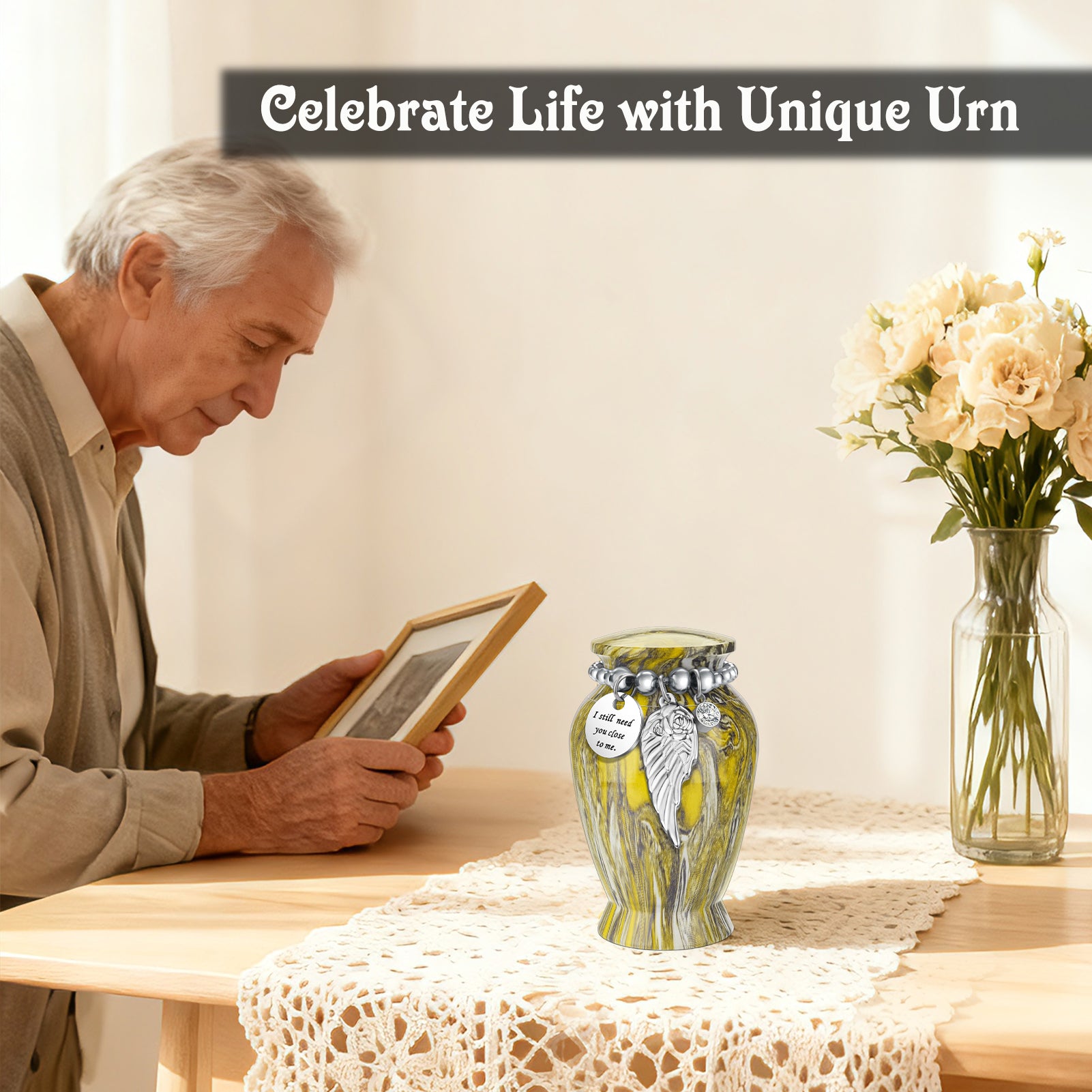 SOITIS Mini Urn for Human Ashes 2.8 Inches Aluminum Small Urns for Human Ashes Keepsake Cremation Urns Decorative Urn for Women Men - Serenity Blue Holder