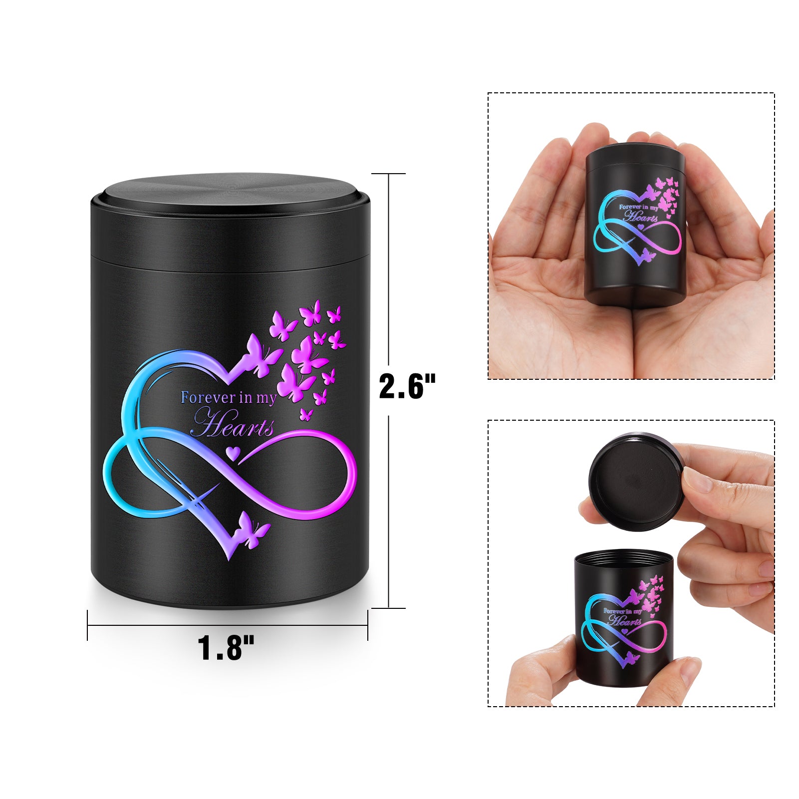 SOITIS Small Urn for Human Ashes Keepsake 2.6 inch Aluminum Urn for Ashes, Keepsake Mini Urn for Human Ashes Memorial Funeral Urn