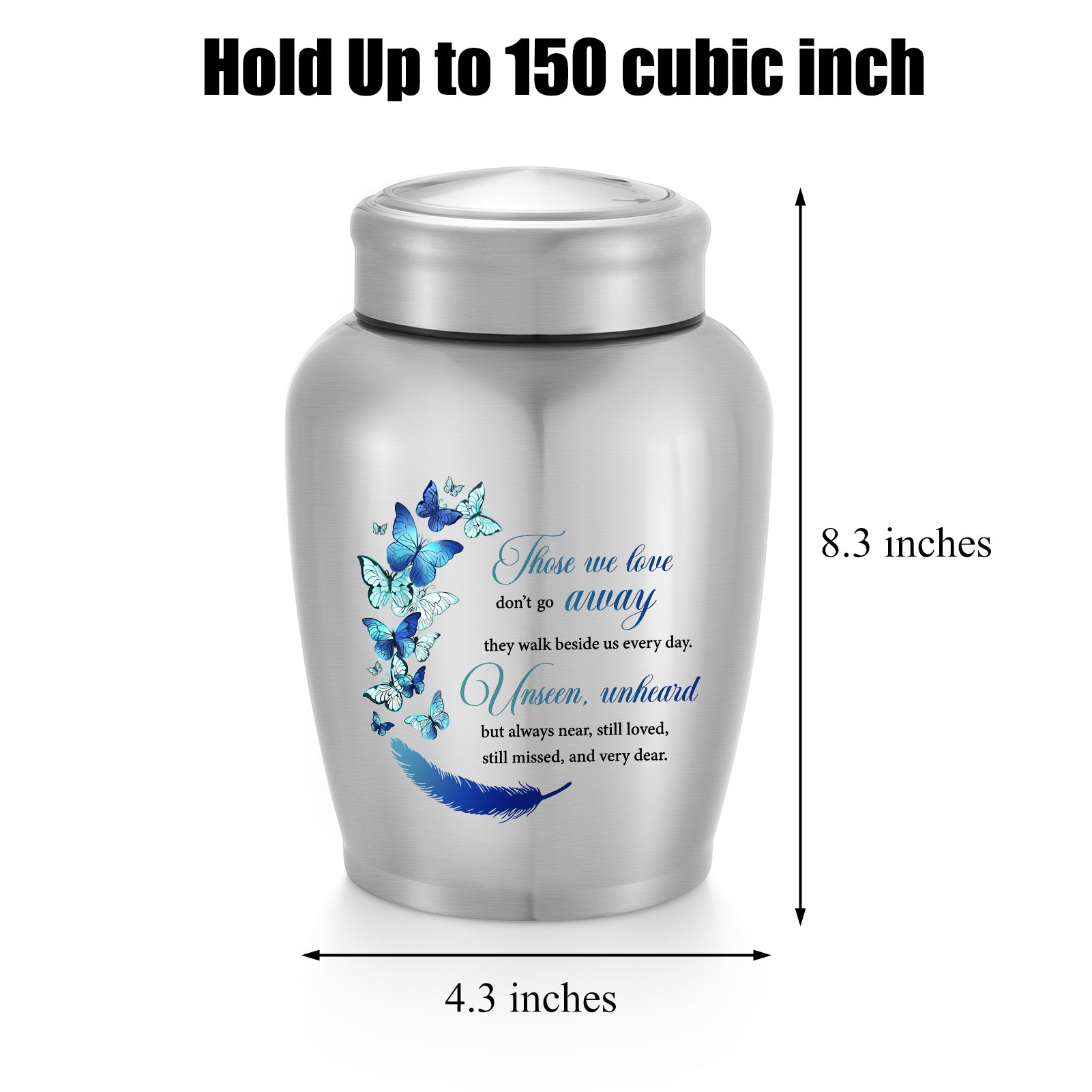 SOITIS Large Urns for Adult Male Female-Decorative Urns, Stainless Steel Funeral Keepsake for Ashes Remains Cremation Urn for Human Ashes for Women Man