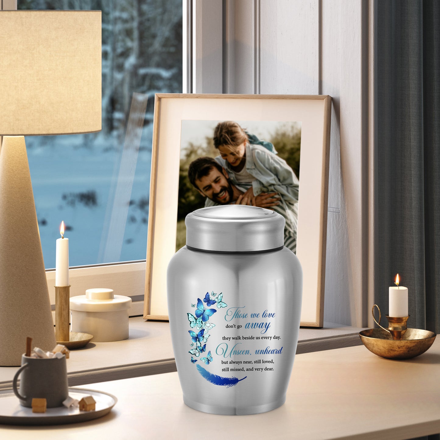 Large Urns for Adult Male Female-Decorative Urns, Stainless Steel Funeral Keepsake for Ashes Remains Cremation Urn