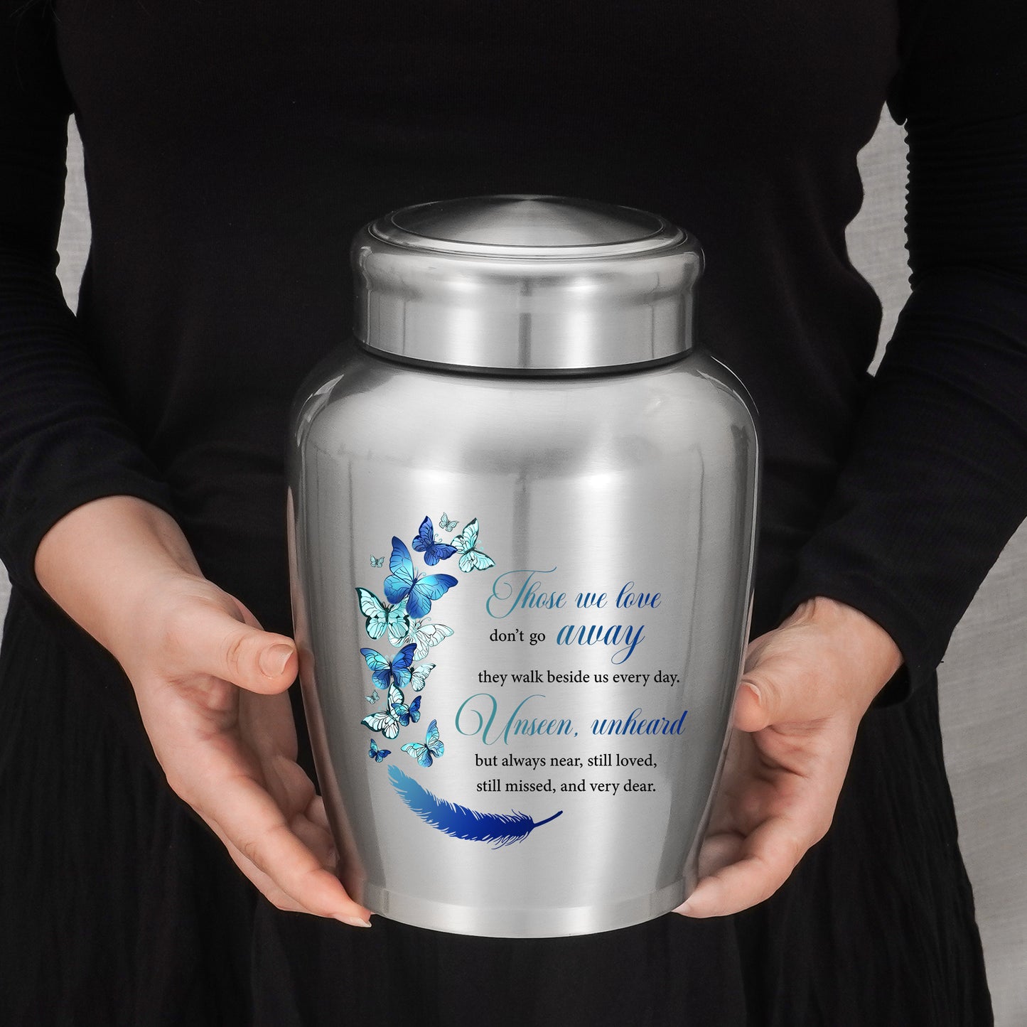 Large Urns for Adult Male Female-Decorative Urns, Stainless Steel Funeral Keepsake for Ashes Remains Cremation Urn