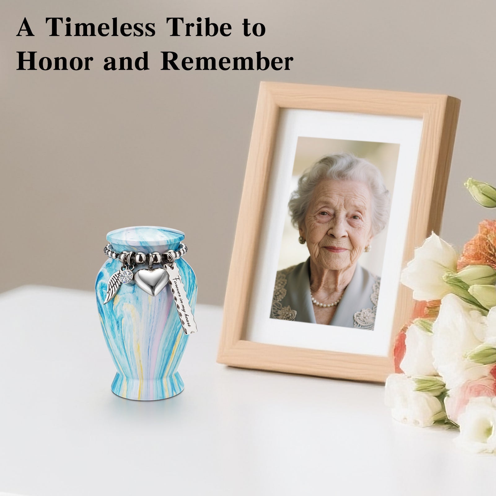 Small Urns for Human Ashes Keepsake, 2.83 Inches Urn for Women Men, Aluminum Cremation Urns for Human Ashes-Lake Green with Heart Urn