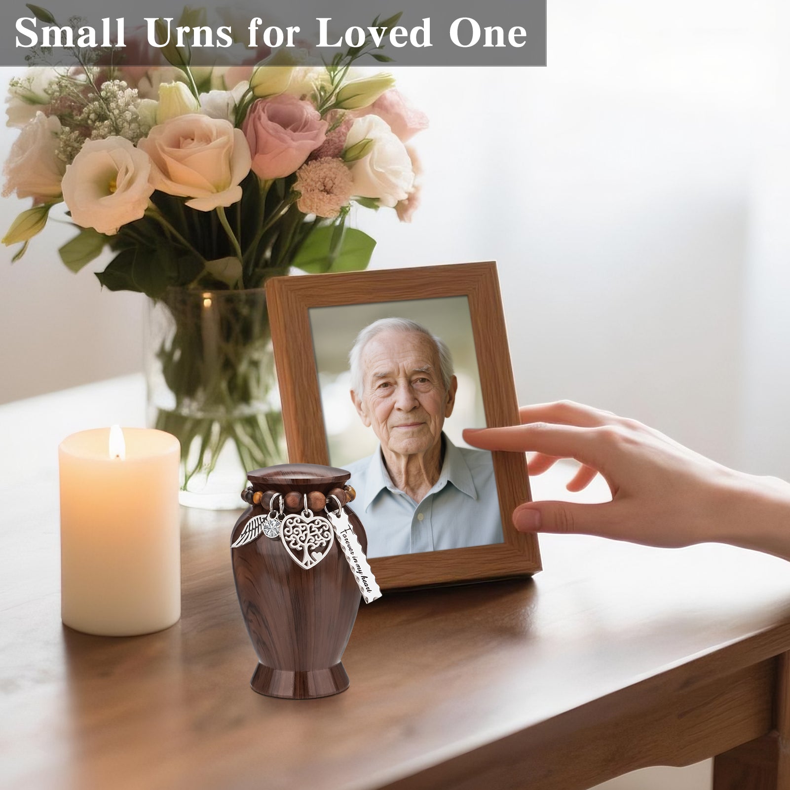 Small Urns for Human Ashes Keepsake, 2.83 Inches Urn for Women Men, Aluminum Cremation Urns for Human Ashes-Lake Green with Heart Urn