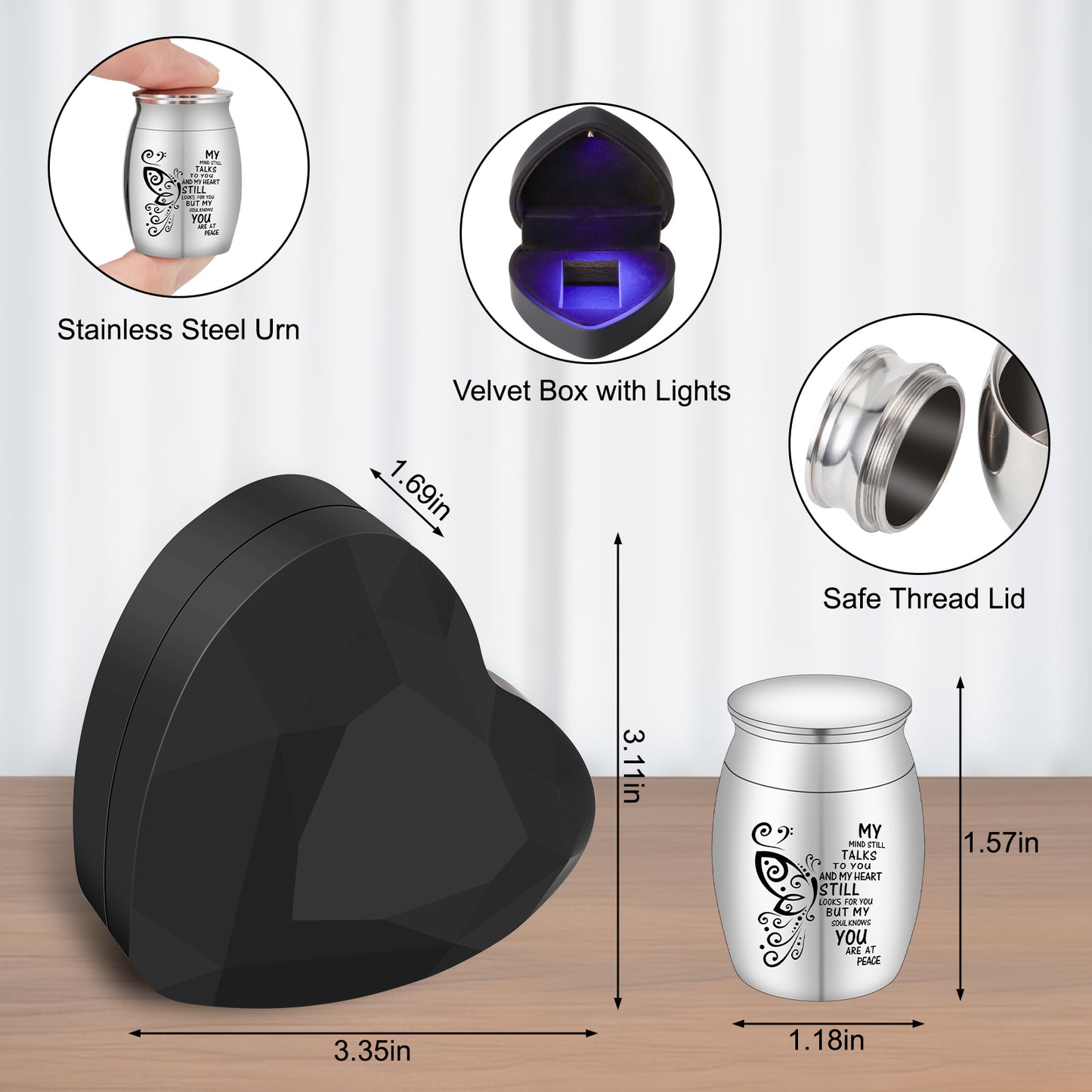 Small Urn for Ashes Small Keepsake Urn for Human Ashes Butterfly Mini Urn Stainless Steel Small Ash Urn