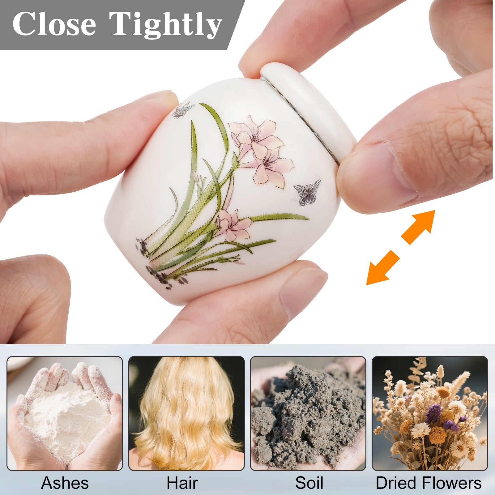 Small Urns for Human Ashes Set of 6 Ceramic Mini Urn for Human Ashes Daffodil Butterfly Urn Decorative Urns Memorial Keepsake Urn Cremation Funeral Holder