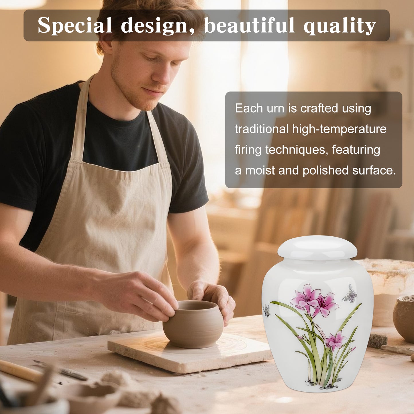 Small Urns for Human Ashes Ceramic 2.8 Inch Mini Urn for Human Ashes Memorial Keepsake Urn Cremation Holder