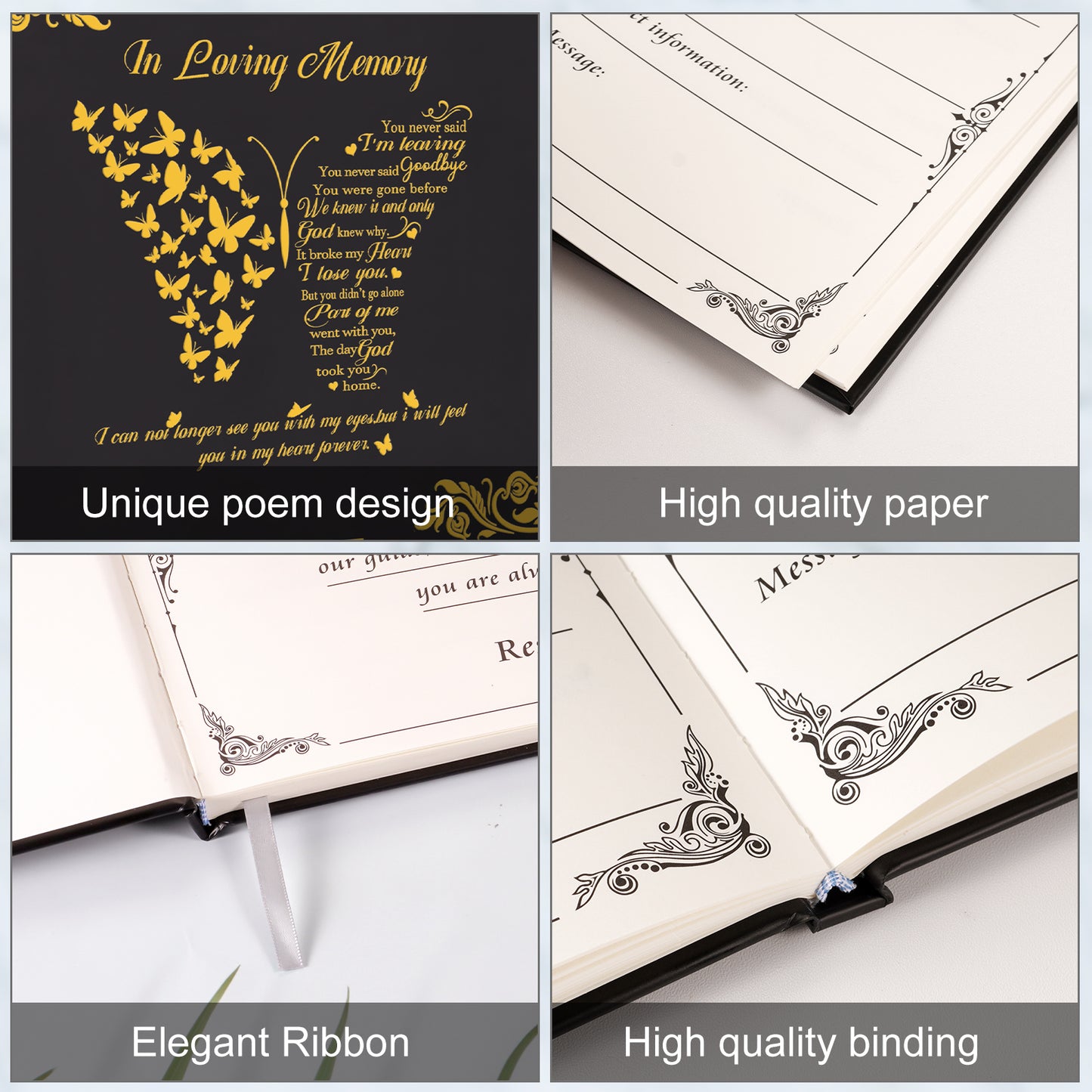 Funeral Guest Book for Memorial Service Celebration of Life Guest Book 80 Pages Funeral Sign-in Book