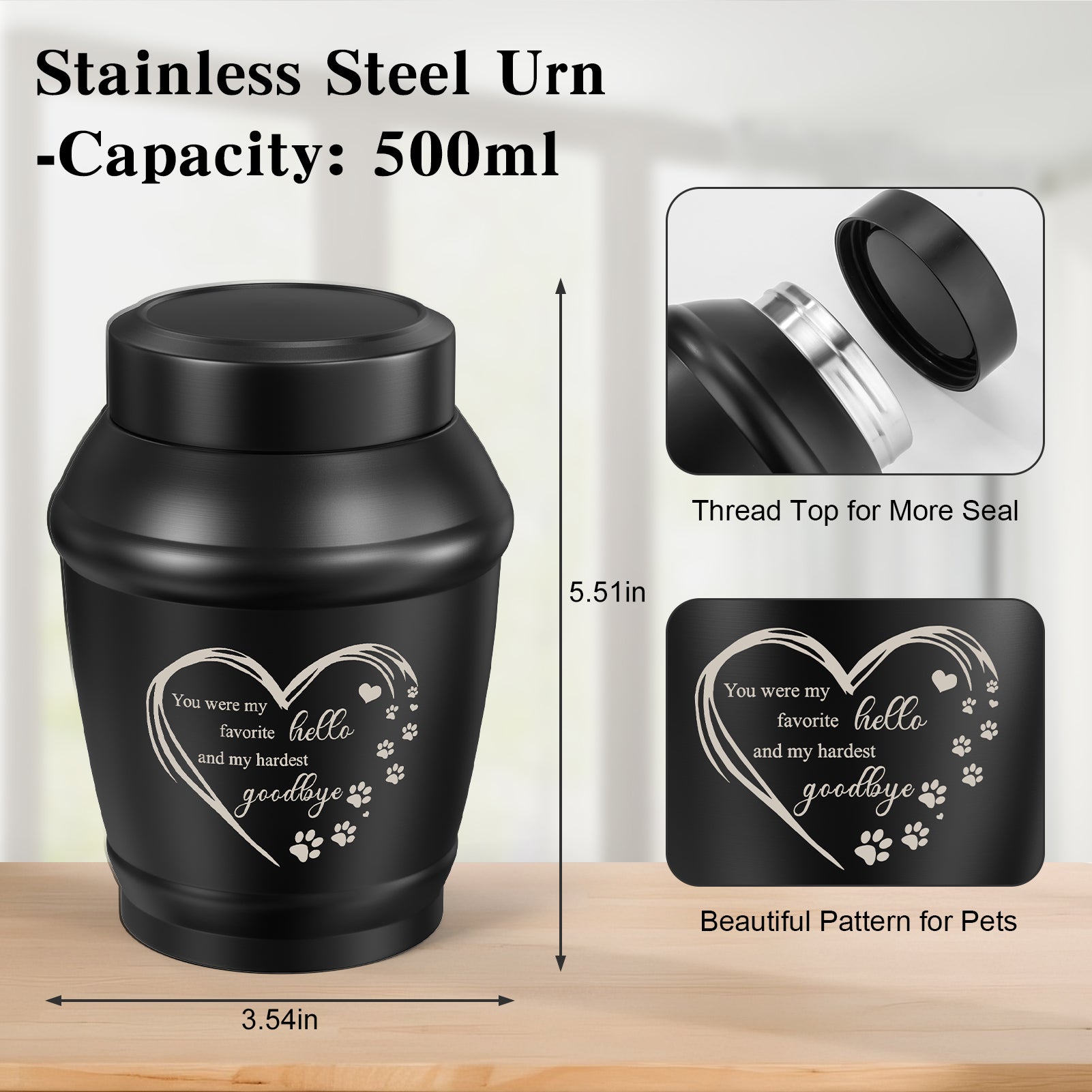 SOITIS Cremation Urn for Dog Cat Ashes Dog Urns for Ashes-5.5 Inches Stainless Steel Pet Urn for Ash Pet Memorial Keepsake Urn Small Urn for Pet Ash Keepsake for Ash Cat Memorial Gifts